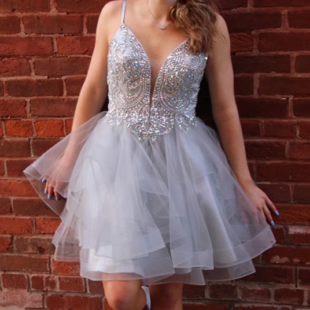 silver rhinestone formal/homecoming dress